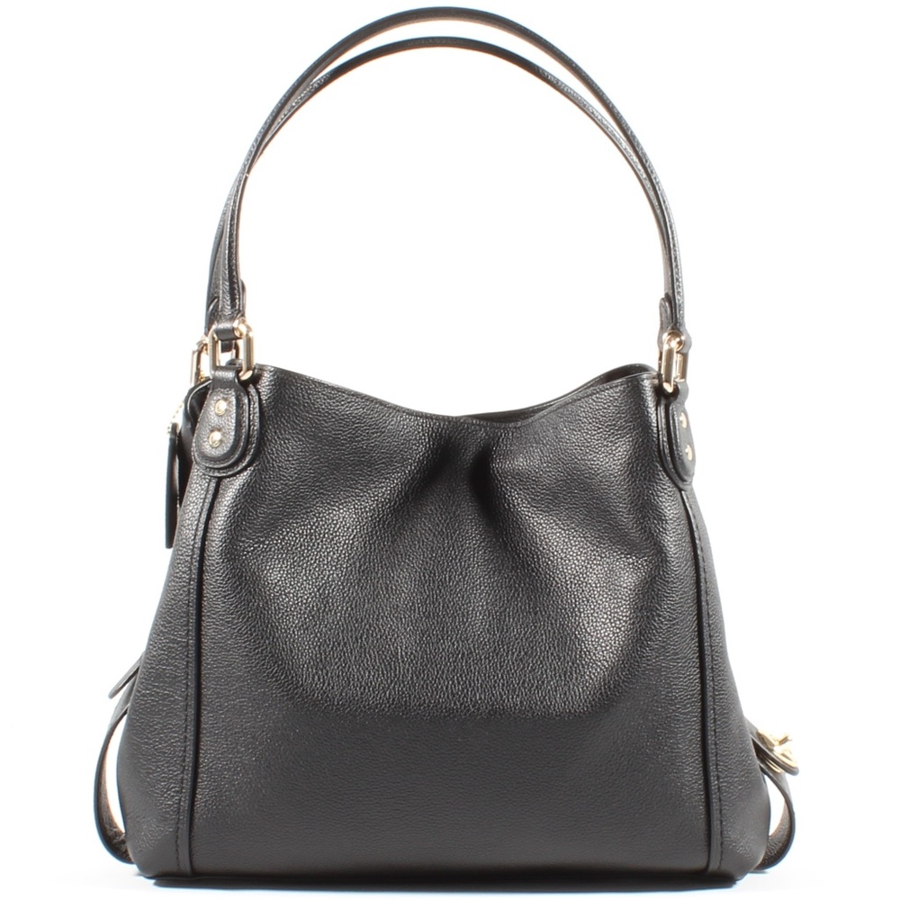 Coach Edie Shoulder Bag Purse BLK Leather NEW - Picture 4 of 11